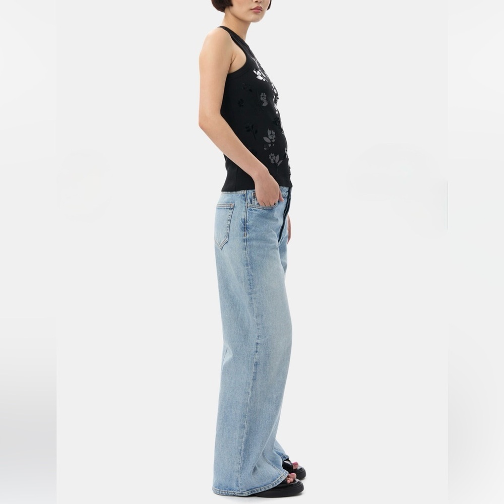 Ganni Jozey Relaxed Wide Fit, Mid Rise Full Length Jean in light Blue Vintage - Picture 3 of 14